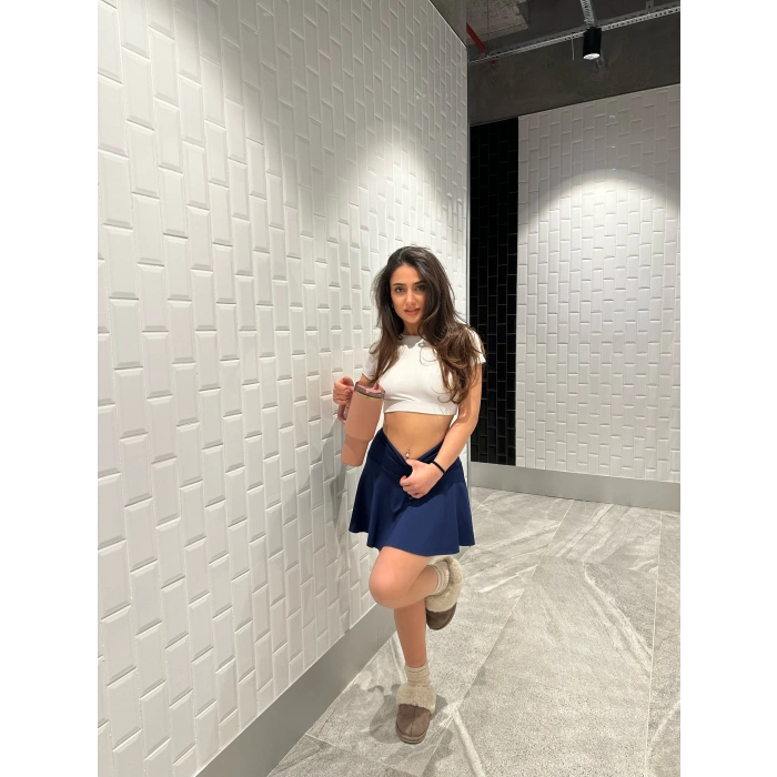 Lacivert Scuba Şort Etek