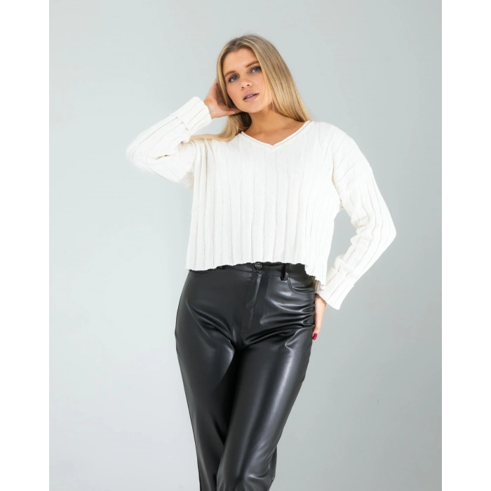 Portakal Desen Triko Kazak