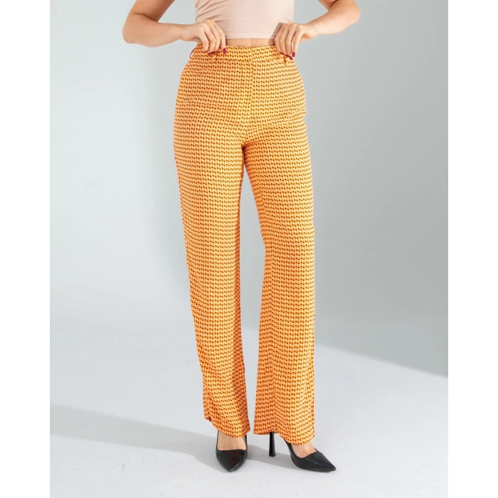 Retro Desen Cepli Turuncu Pantolon
