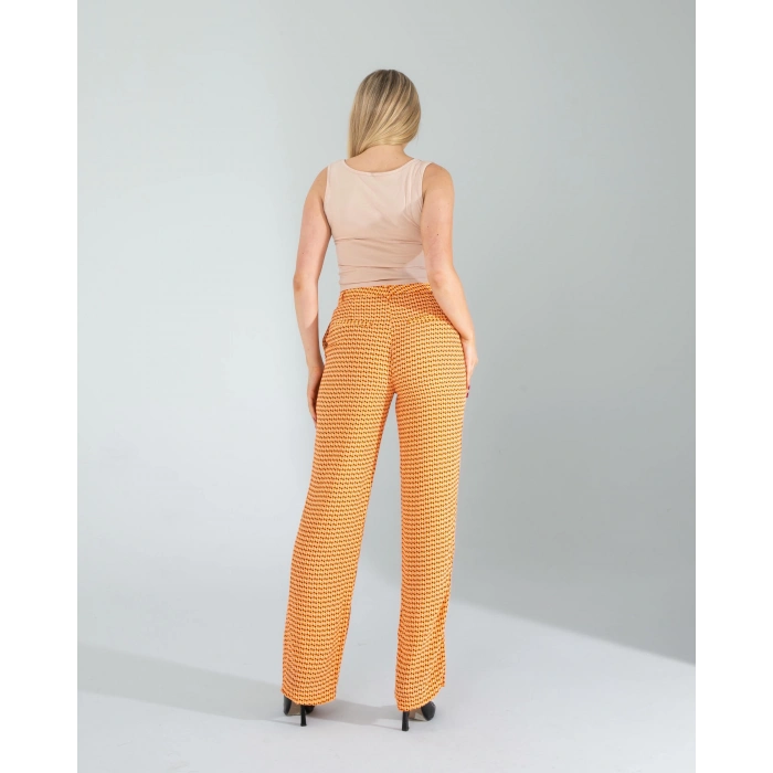 Retro Desen Cepli Turuncu Pantolon
