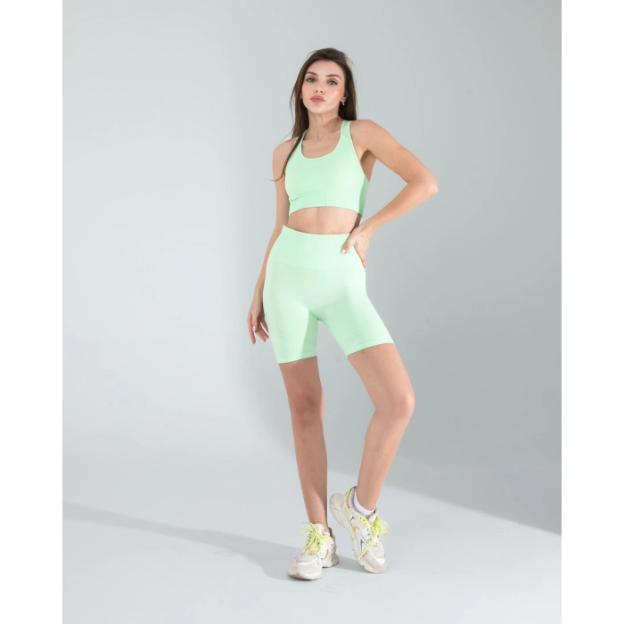 Mint Seamless Dikişsiz Biker Tayt Crop Takım