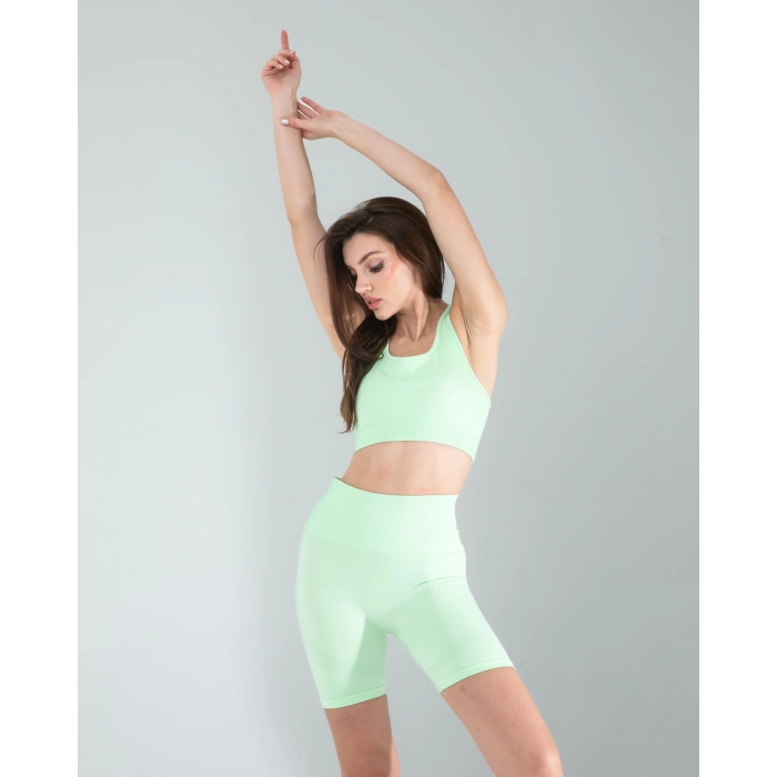 Mint Seamless Dikişsiz Biker Tayt Crop Takım
