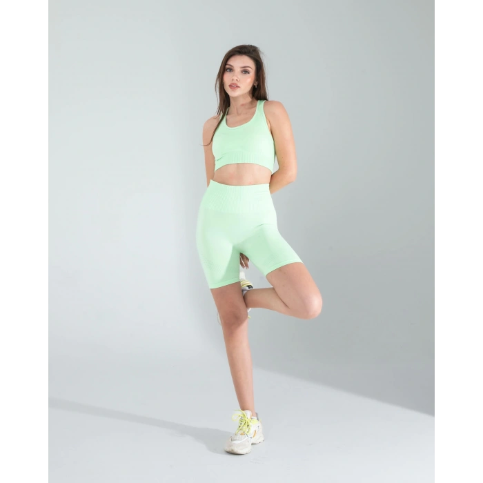 Mint Seamless Dikişsiz Biker Tayt Crop Takım