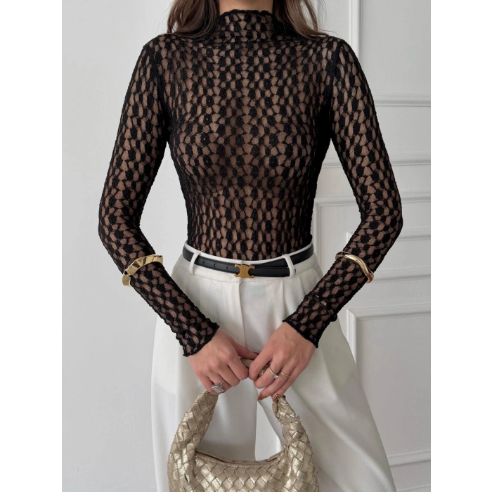 Siyah Dantel Detay Body