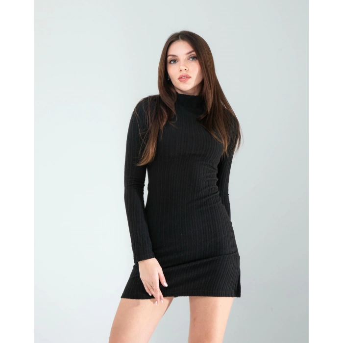 Siyah Mini Triko Elbise