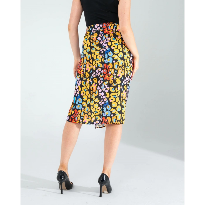 Siyah Şal Detay Yandan Yırtmaçlı Etek