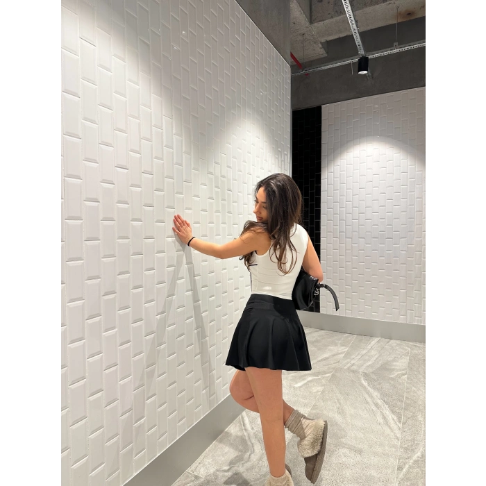 Siyah Scuba Şort Etek