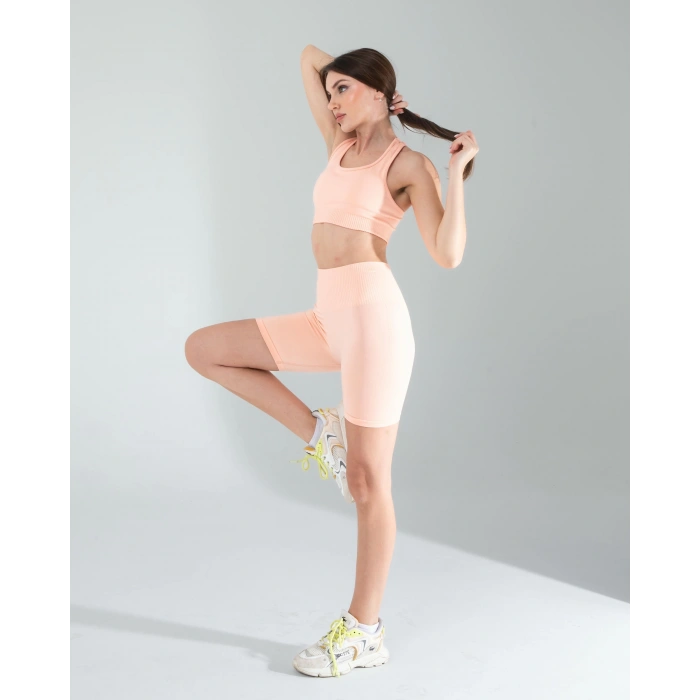 Somon Seamless Dikişsiz Biker Tayt Crop Takım