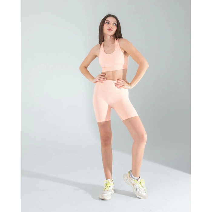 Somon Seamless Dikişsiz Biker Tayt Crop Takım