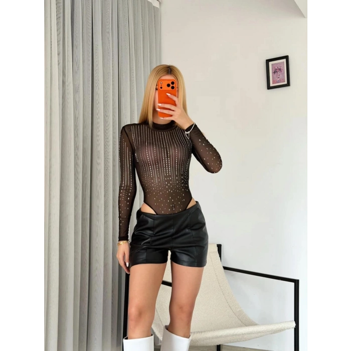 Taşlı Transparan Bodysuit