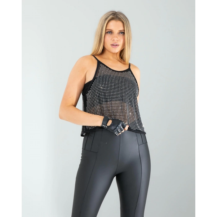 Taşlı Transparan Crop