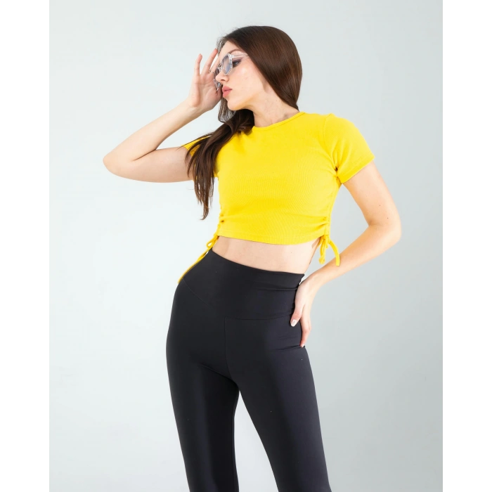 Sarı Yandan Büzgülü Crop