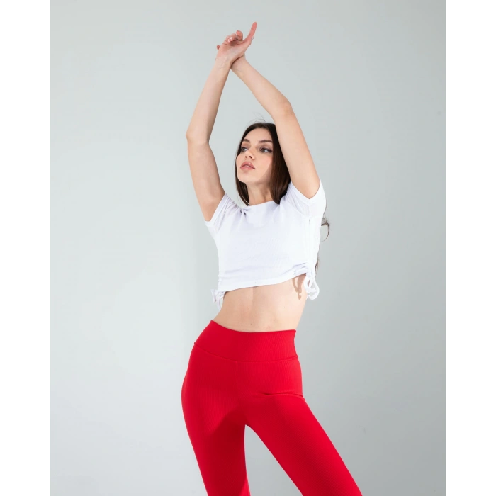 Beyaz Yandan Büzgülü Crop