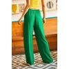 Kuşaklı Yeşil Dokuma Viscon Palazzo Pantolon