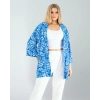 Çiçek Desen Mavi Kimono