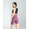 Lila Fitilli Push Up Toparlayıcı Biker Spor Tayt