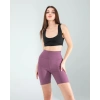 Lila Fitilli Push Up Toparlayıcı Biker Spor Tayt