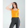 Turuncu Kare Yaka Kalın Askı Triko Crop Bluz