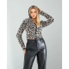 Leopar Desenli Kapşonlu Hırka 