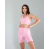 Pembe Seamless Dikişsiz Biker Tayt Crop Takım
