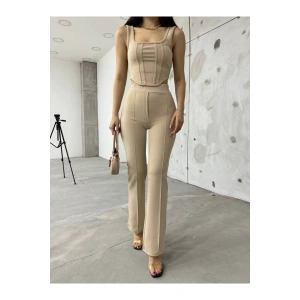 Bej Bilyeli İnterlook Alt Üst Takım