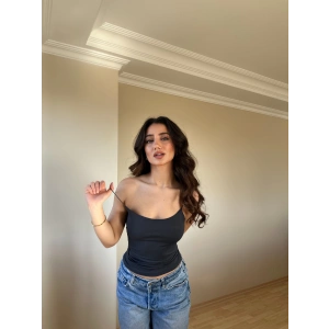 Antrasit ZRA Model Poliamid İp Askı Bluz