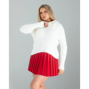 Beyaz Fermuarlı Sakal Triko