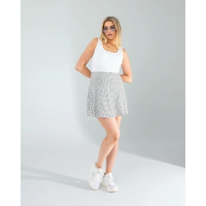 Beyaz Mini Puantiye Desenli Şort Etek