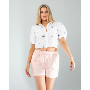 Etnik Desen Nakışlı Gömlek