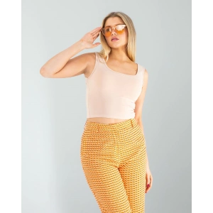 Bej Kare Yaka Basic Bluz