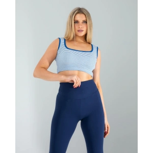 Mavi Çizgili Basic Crop