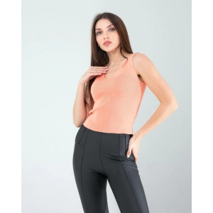 Pudra Merdiven Yaka Kalın Askı Crop Bluz