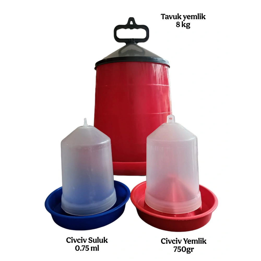 Askılı Tavuk Yemlik 8 kg + Civciv Suluk 0.75ml ve Yemlik 750gr