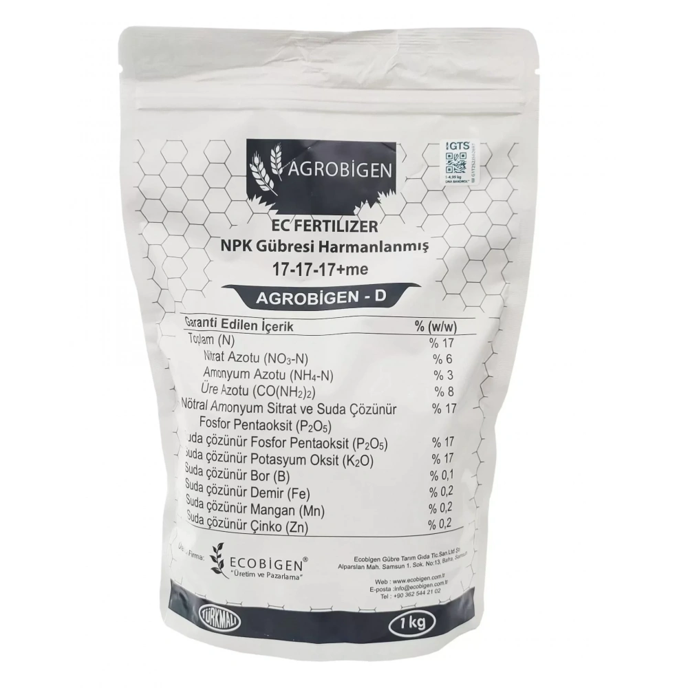 Agrobigen-D Npk Gübresi Harmanlanmış 17-17-17+Me 1Kg
