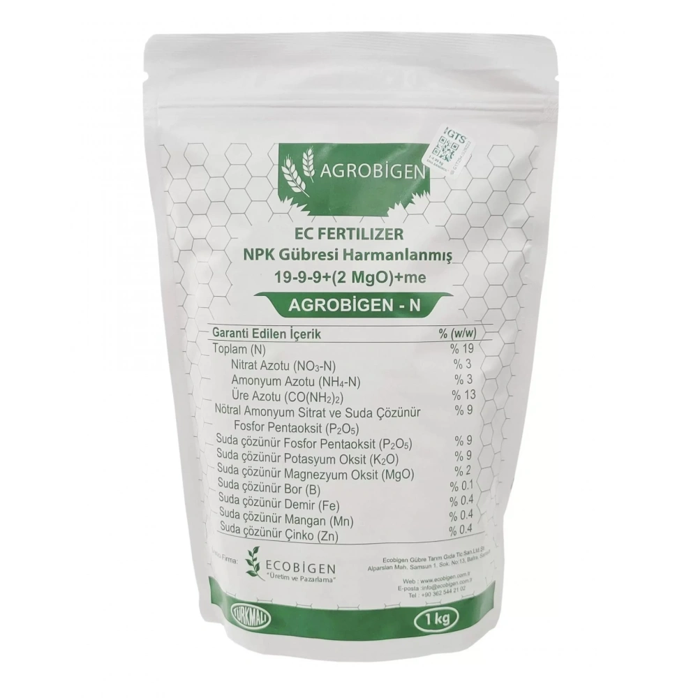 Agrobigen-N Npk Gübresi Harmanlanmış 19-9-9+(2Mgo)+Me 1Kg