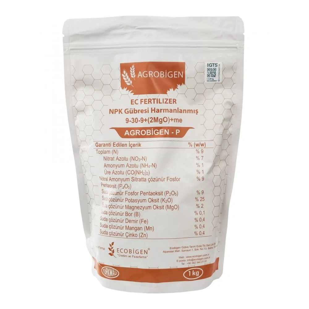 Agrobigen-P Npk Gübresi Harmanlanmış 9-30-9+(2Mgo)+Me 1Kg