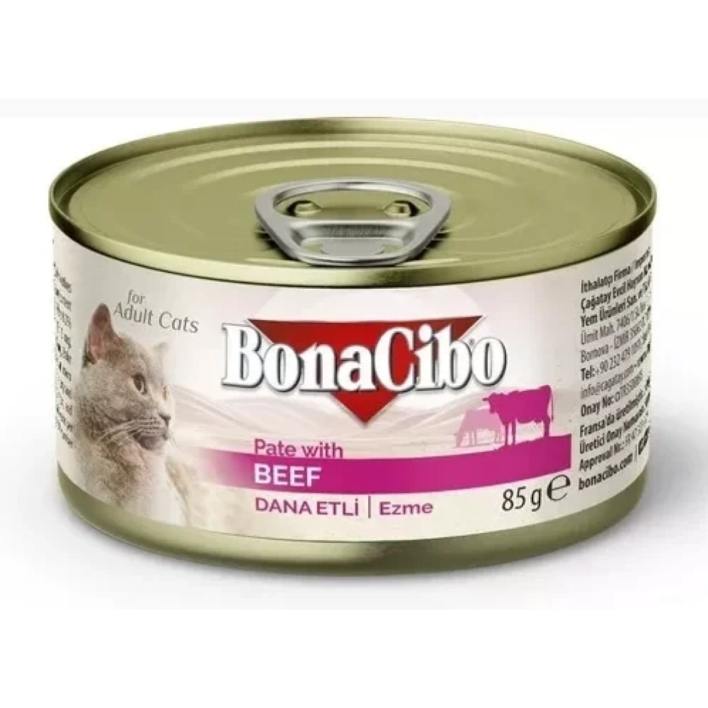 BonaCibo Ezme Dana Etli Yetişkin Yaş Kedi Maması 85gr