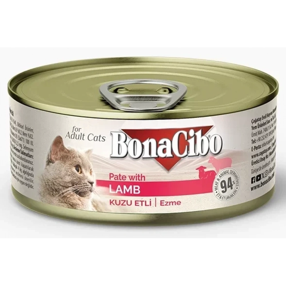 BonaCibo Ezme Kuzu Etli Yetişkin Yaş Kedi Maması 85gr