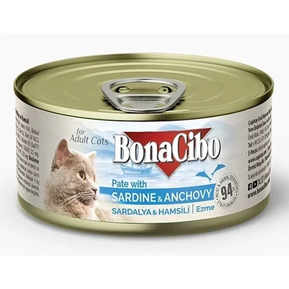 BonaCibo Ezme Sardalya-Hamsili Yetişkin Yaş Kedi Maması 85gr