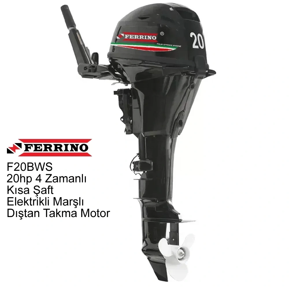 Ferrino 20hp 4 Zamanlı Kısa Şaft Elektrikli Marşlı Dıştan Takma Motor