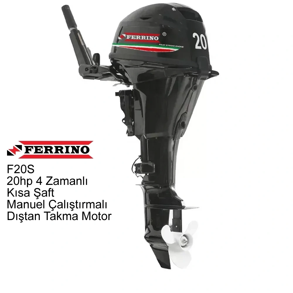 Ferrino 20hp 4 Zamanlı Kısa Şaft Manuel Çalıştırmalı Dıştan Takma Motor