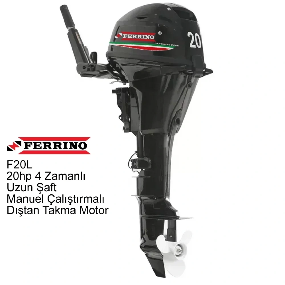 Ferrino 20hp 4 Zamanlı Uzun Şaft Manuel Çalıştırmalı Dıştan Takma Motor