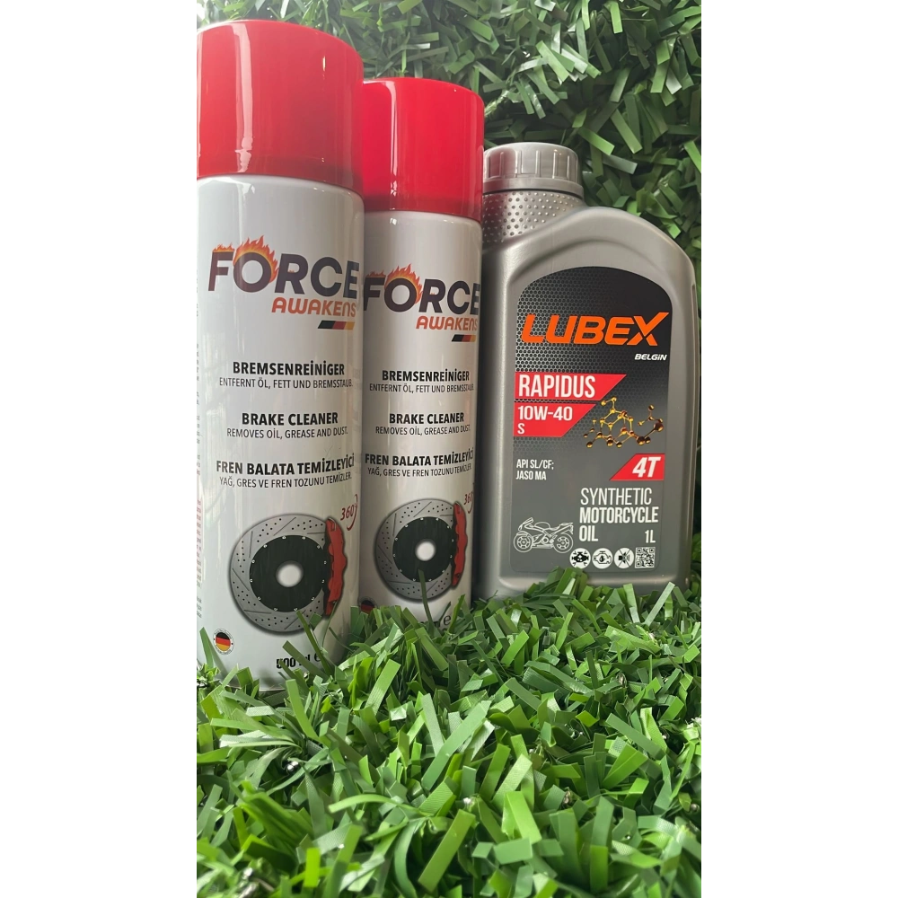 Lubex 10W 40 4 Zamanlı Motor Yağı 1 Adet + Force Fren Balata Temizleyici 500ml 2 Adet