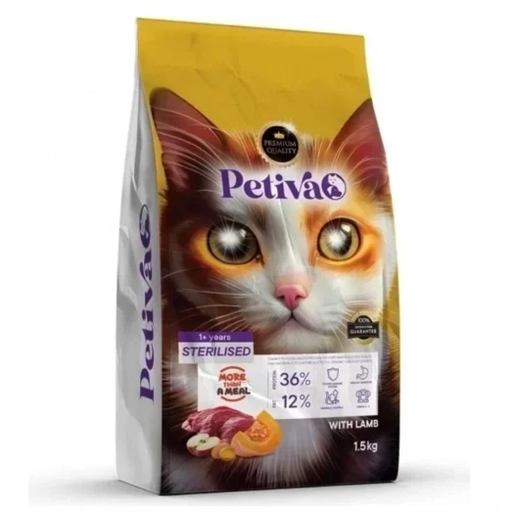 Petiva Kısırlaştırılmış Kuzulu Kedi Maması 1.5 Kg