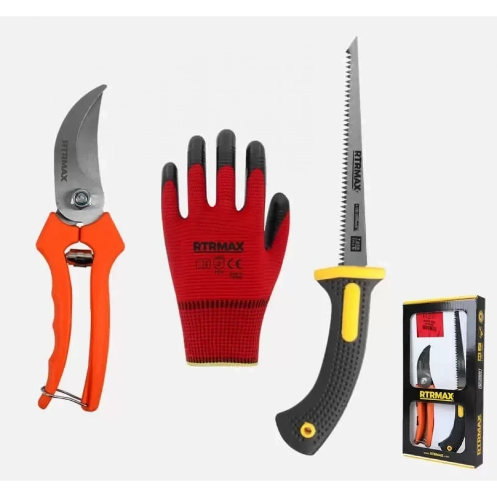 Rtrmax 3Lü Bahçe Seti Budama Makası Budama Testeresi Eldiven