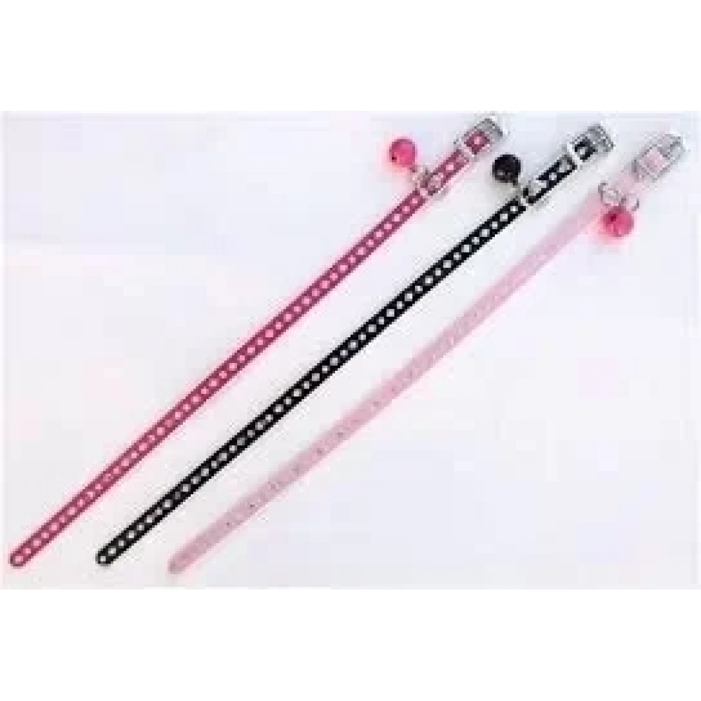 Zilli Kedi Boyun Tasması Tokalı Simli Tasma Kırmızı Hrb-002