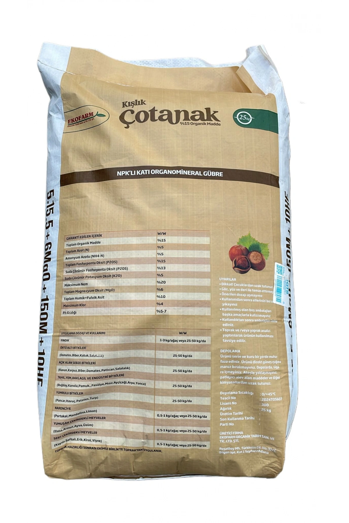 Kışlık Çotanak 5-15-5+6Mg0+150M+10HF Taban Gübresi 25kg