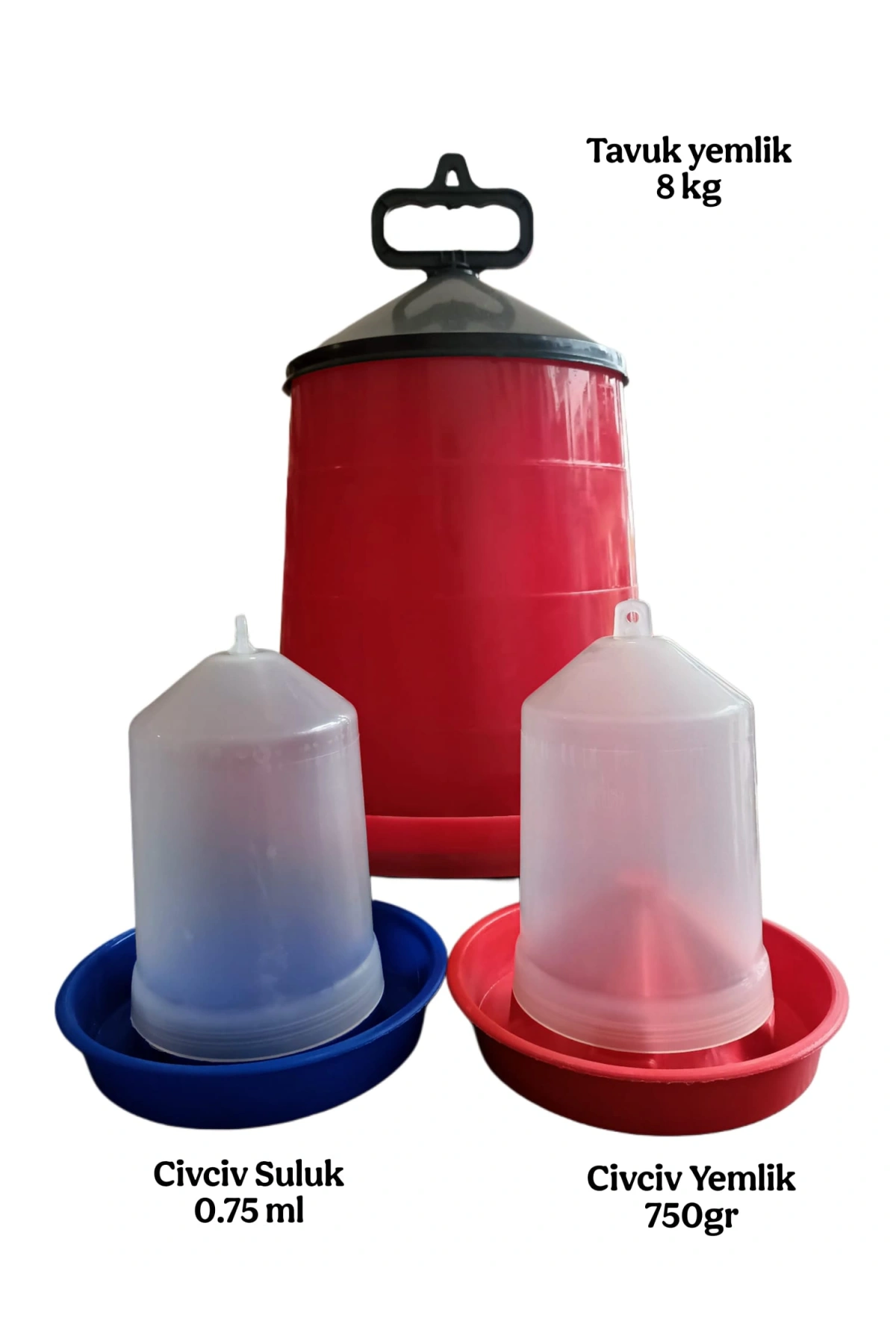 Askılı Tavuk Yemlik 8 kg + Civciv Suluk 0.75ml ve Yemlik 750gr