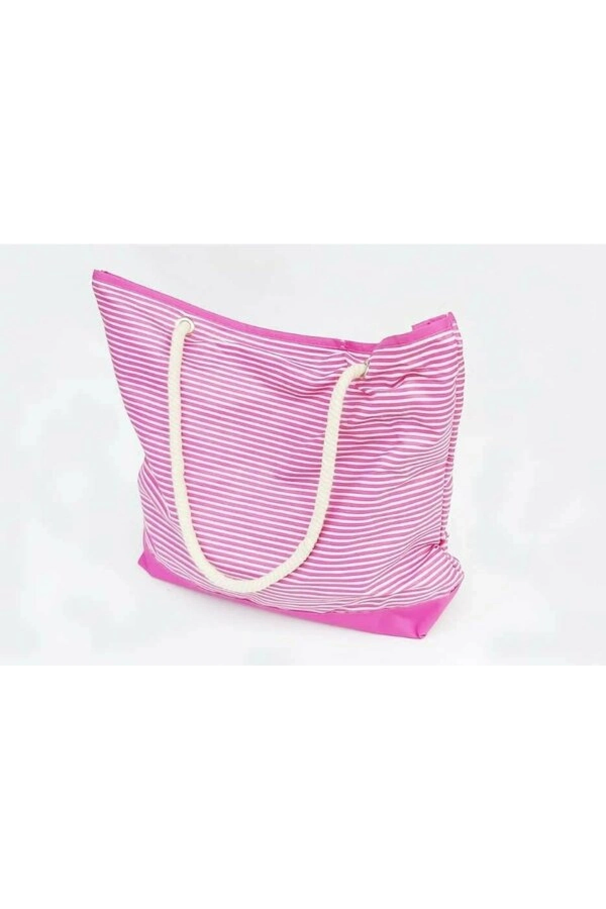 Plaj Çantası Pembe 45cm Makyaj Çantası Hediyeli