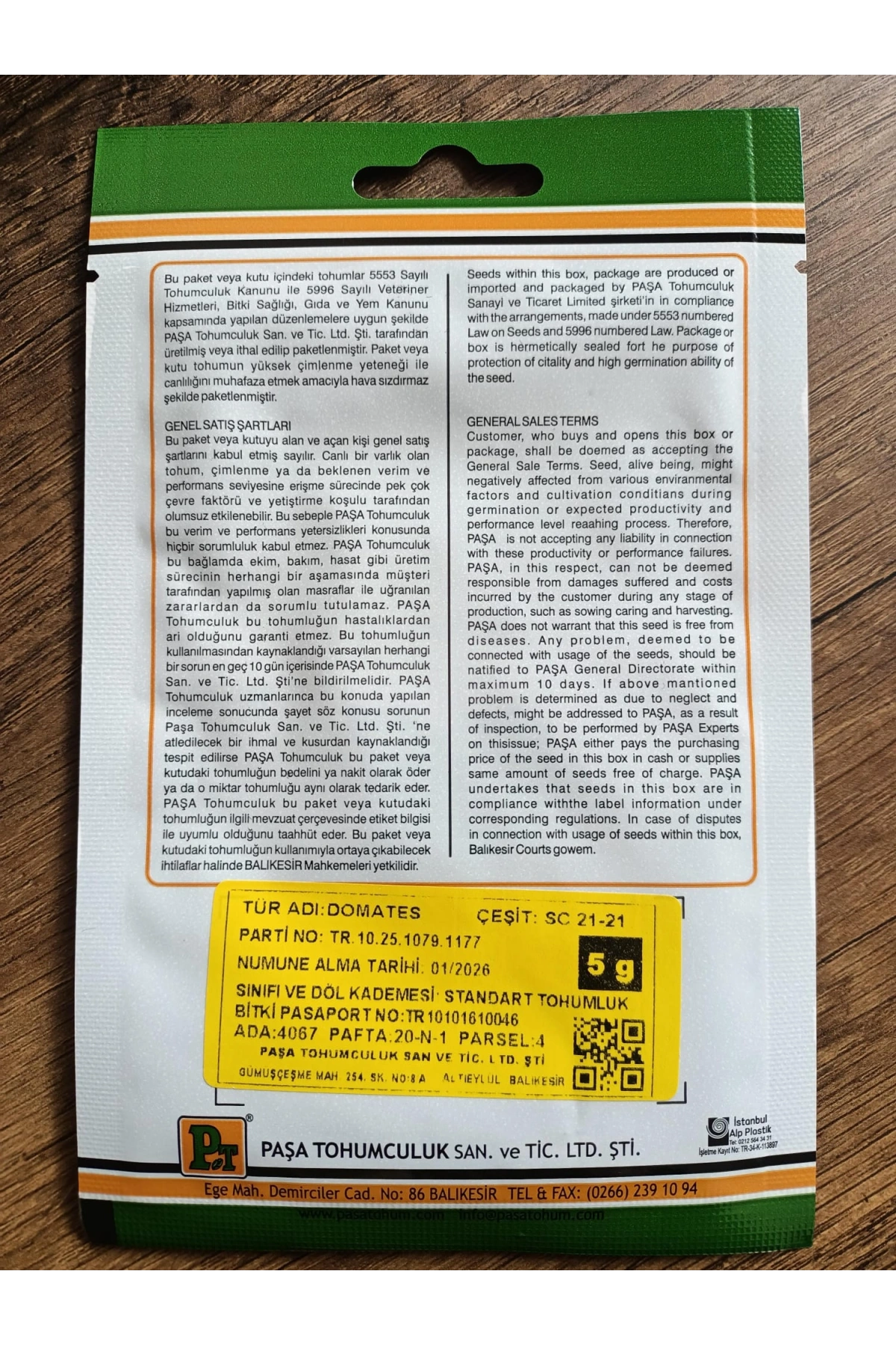 Paşa Tohumculuk Domates Tohumu SC 21-21 5gr